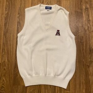Vintage 90s‎ Alabama Knitted Vest Sweater Men Medium White Embroidery